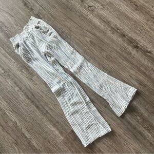 Billabong Striped Wide Leg Pants - White and Blue